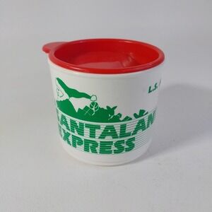 Vintage Whirley ‎ Plastic Mug Santaland Express L.S. Ayres 1989 Christmas